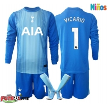 Camiseta Tottenham Hotspur Guglielmo Vicario #1 Portero Visitante Equipación para niños 2025-26 manga larga (+ pantalones cortos)